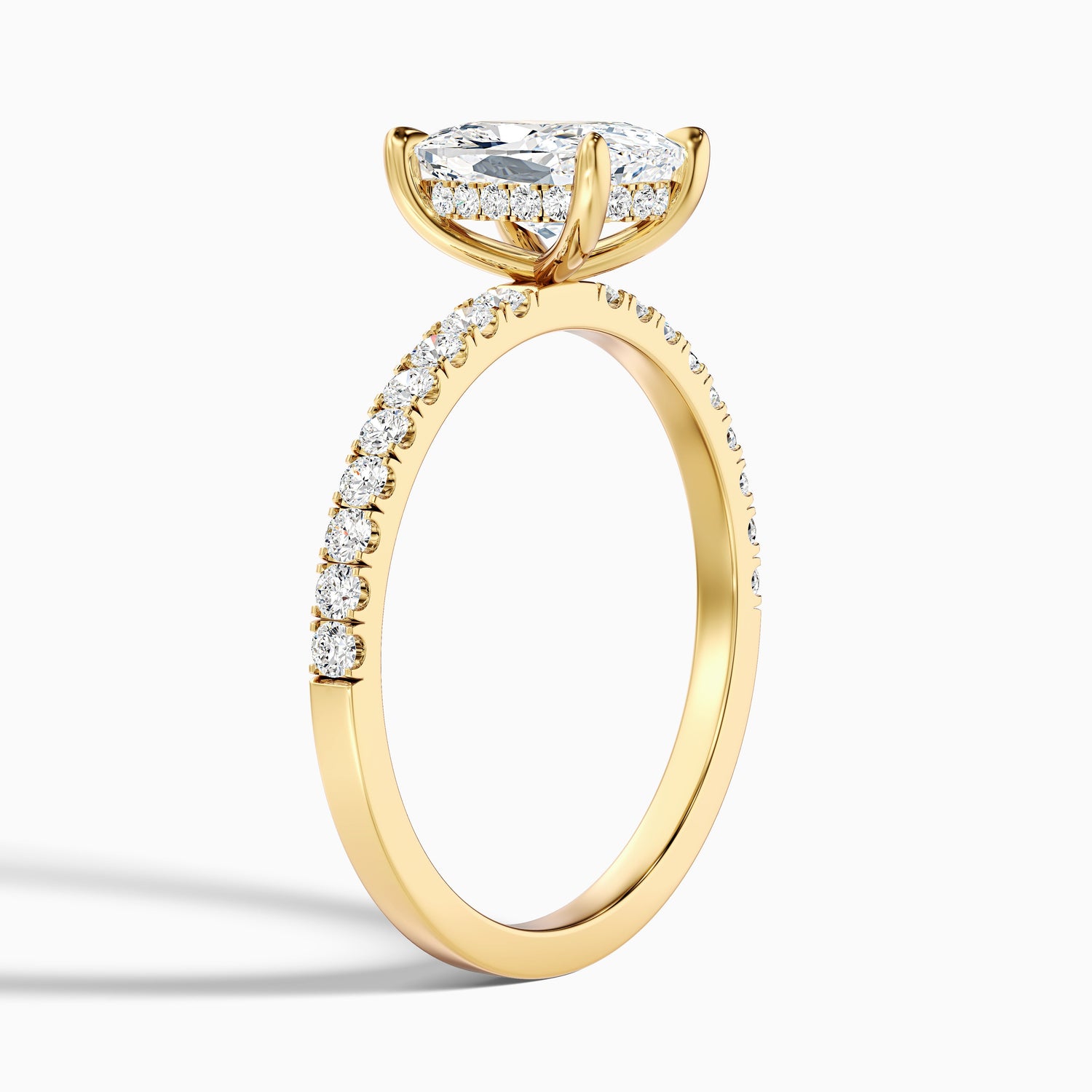 Holly 4.5 Carat Elongated Cushion Cut Hidden Halo Pave Lab Grown Diamond Ring in 18k White Gold