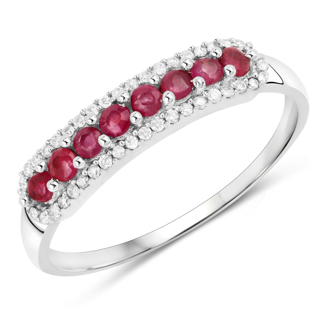 0.47 Carat Genuine Ruby and White Diamond 14K White Gold Ring by Bids.com