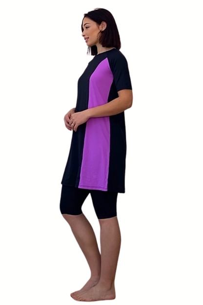 Modest Two-Piece Swim Dress Set - Elbow Sleeves with Knee-Length Leggings | UPF Protection by Kosher Casual USA