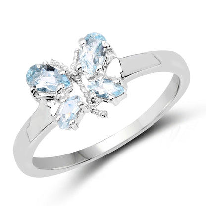 0.68 Carat Genuine Blue Topaz .925 Sterling Silver Ring  DestGlow