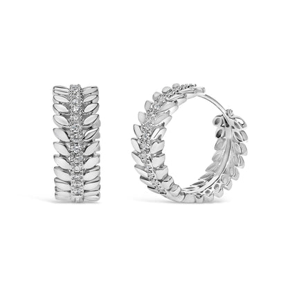 14K White Gold 1/4 Cttw Lab Grown Diamond Leafy Wreath Hoop Earrings (F-G Color, VS1-VS2 Clarity) by Bids.com