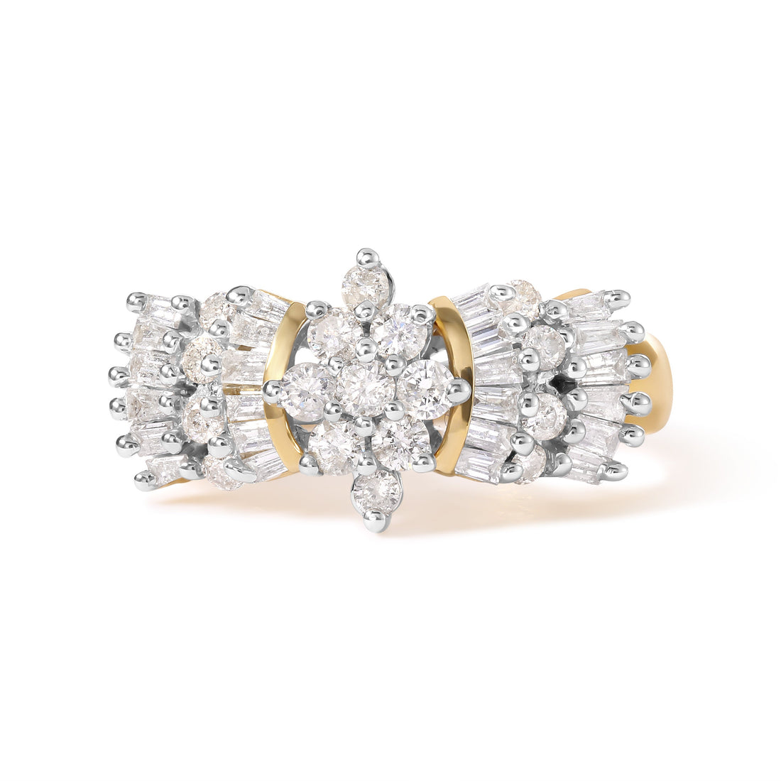 10K Yellow Gold 1.00 Cttw Diamond Starburst Ring Band (H-I Color, I1-I2 Clarity) - Ring Size 7 by Bids.com