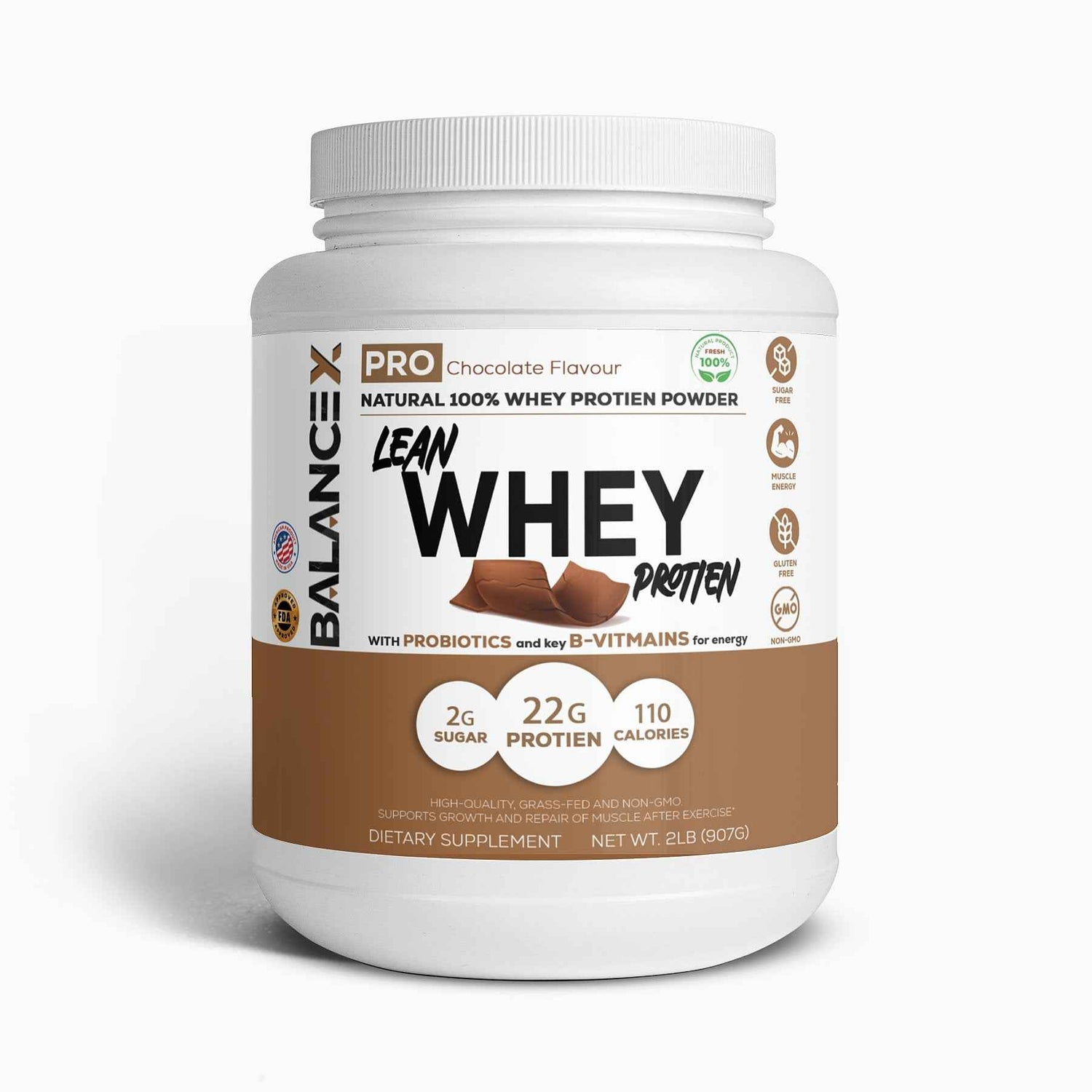 Natural Lean Whey Protein: Sculpt Your Strength (Chocolate) 2LBS - Clearance Sale