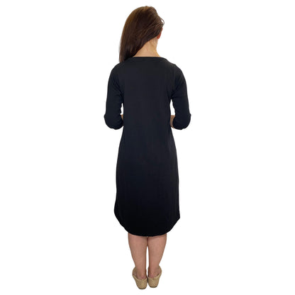Classic 100% Cotton A-Line Dress with 3/4 Sleeves by Kosher Casual USA