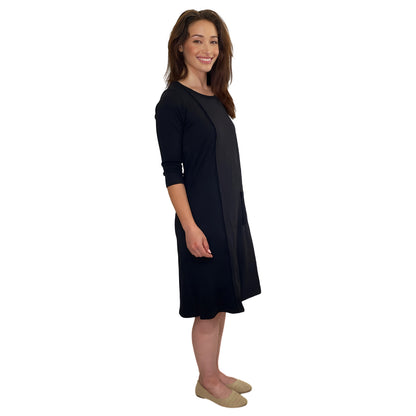 Classic 100% Cotton A-Line Dress with 3/4 Sleeves by Kosher Casual USA