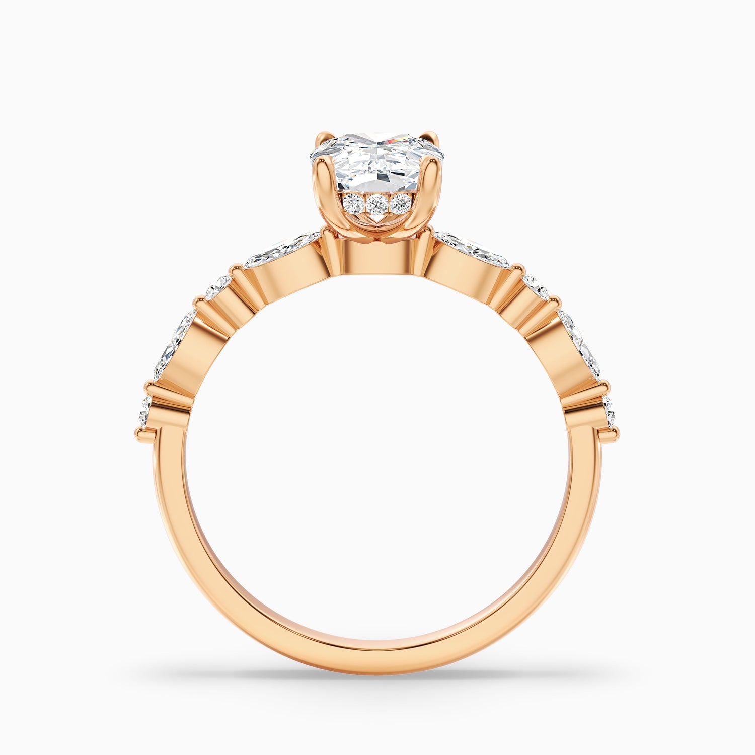 Joyee 1 Carat Elongated Cushion Cut Hidden Halo Moissanite Diamond Ring in 14k Yellow Gold