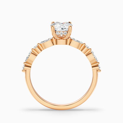 Joyee 3 Carat Elongated Cushion Cut Hidden Halo Moissanite Diamond Ring in 18k Rose Gold