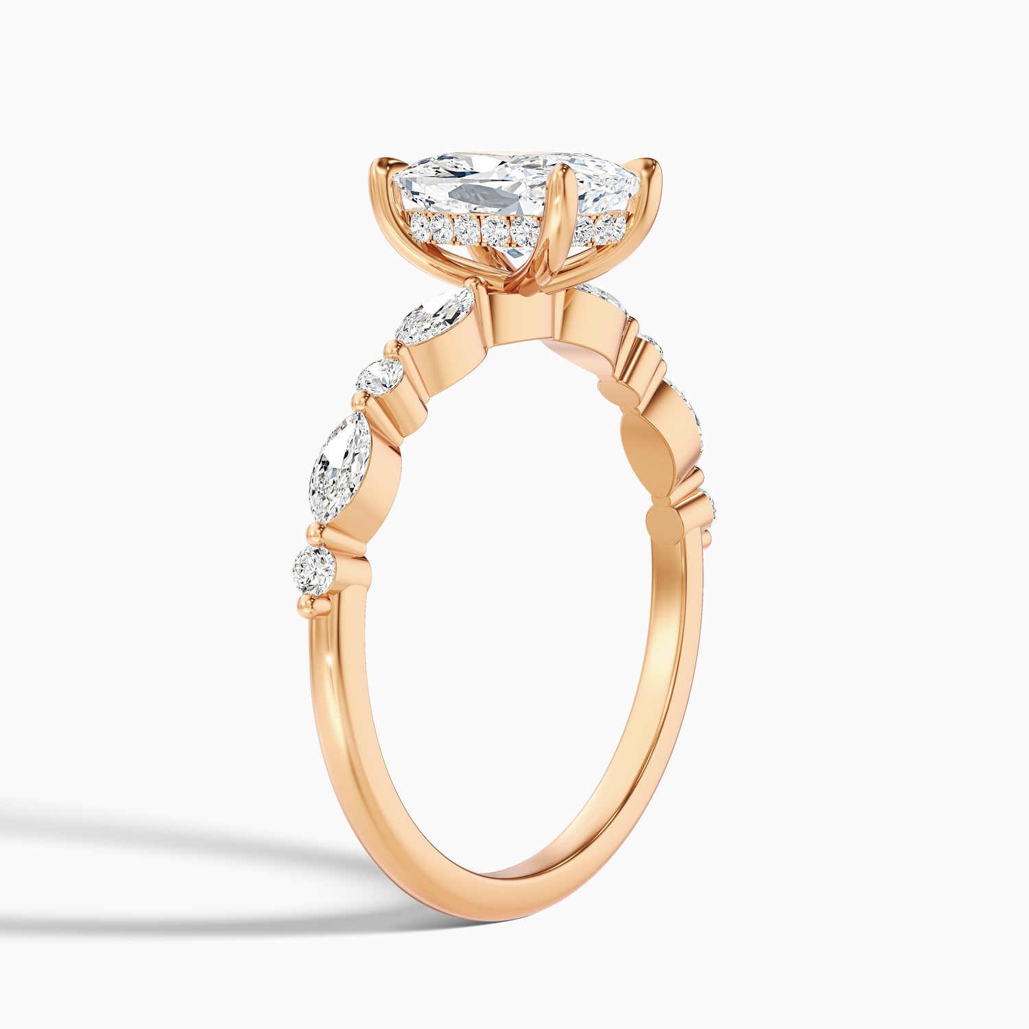 Joyee 2.5 Carat Elongated Cushion Cut Hidden Halo Moissanite Diamond Ring in 10k Yellow Gold