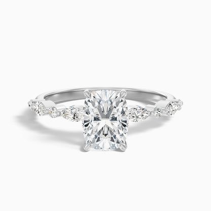 Joyee 1.5 Carat Elongated Cushion Cut Hidden Halo Moissanite Diamond Ring in 925 Sterling Silver
