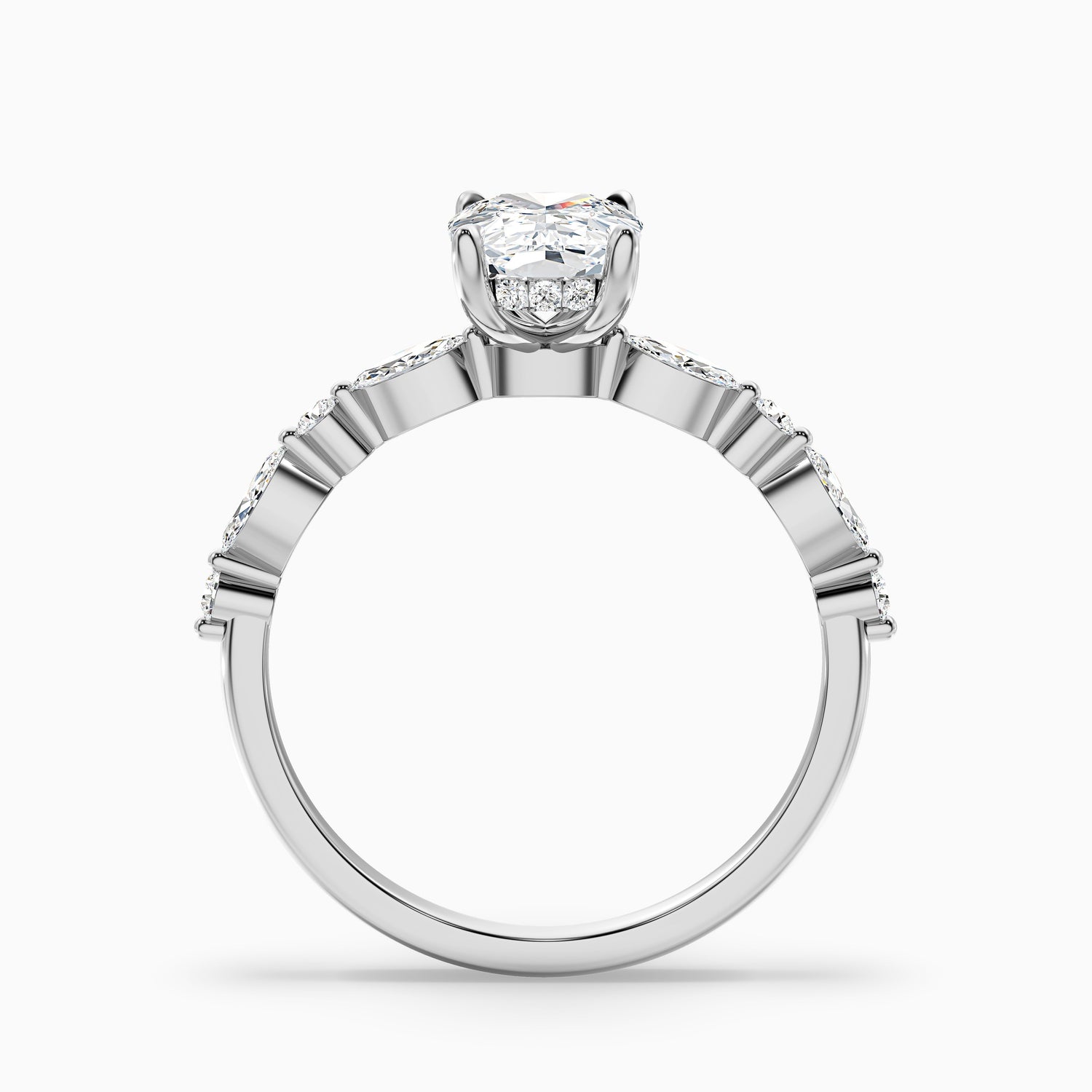 Joyee 1 Carat Elongated Cushion Cut Hidden Halo Moissanite Diamond Ring in 14k Yellow Gold