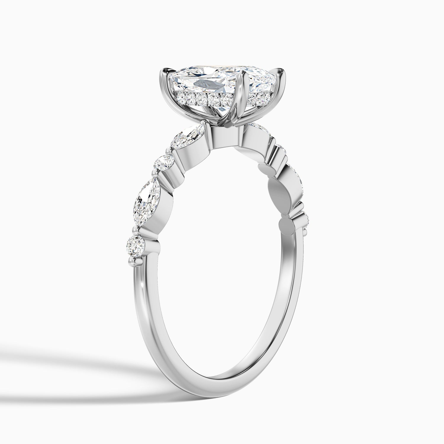Joyee 5.5 Carat Elongated Cushion Cut Hidden Halo Moissanite Diamond Ring in 14k Rose Gold