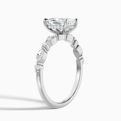 Joyee 5 Carat Elongated Cushion Cut Hidden Halo Moissanite Diamond Ring in 18k Rose Gold
