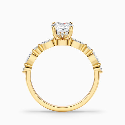Joyee 4 Carat Elongated Cushion Cut Hidden Halo Moissanite Diamond Ring in 10k White Gold