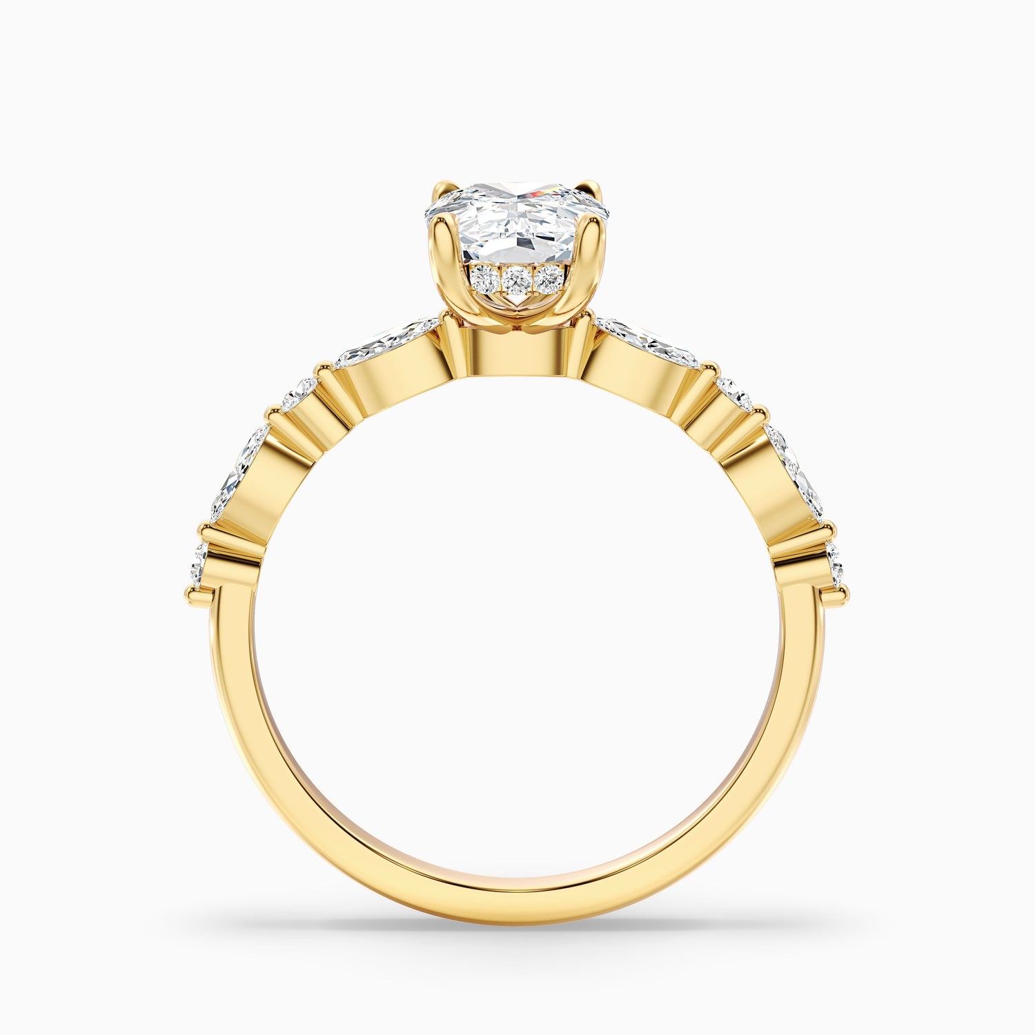 Joyee 5.5 Carat Elongated Cushion Cut Hidden Halo Moissanite Diamond Ring in 925 Sterling Silver