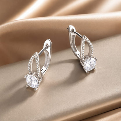 925 Sterling Silver Earrings with CZ Pavé Setting, 1.4*0.62cm for Women  DestGlow