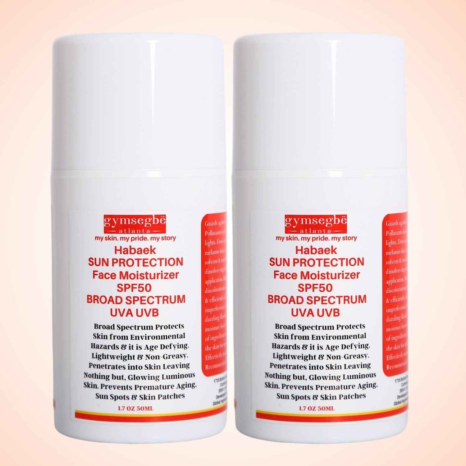 Habaek Sun Protection Face Moisturizer SPF50 | Peptides | Niacinamide