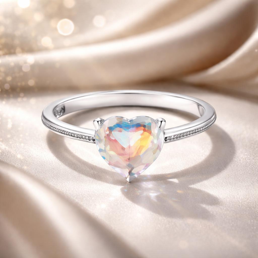 925 Sterling Silver Oxidized Silver Ring with Transparent Glass - Size 7.0 for Women  DestGlow