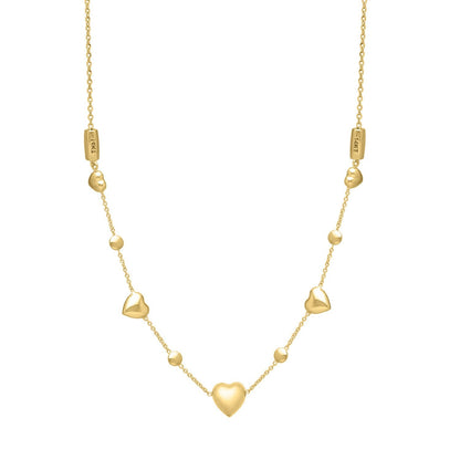 14k Yellow Gold Puff Heart Adjustable Necklace by Bids.com