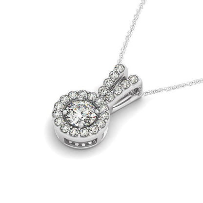 Round Pendant with Split Bail and Diamond Halo in 14k White Gold (3/4 cttw) by Bids.com