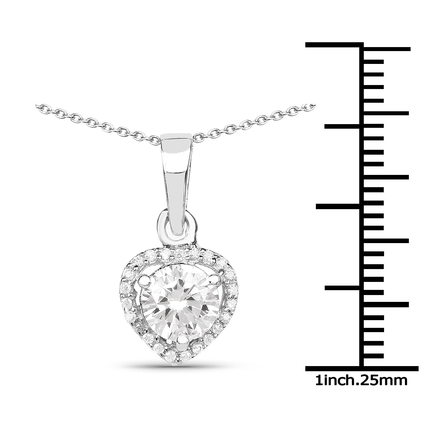 1.52 Carat Genuine White Cubic Zirconia .925 Sterling Silver Pendant  DestGlow