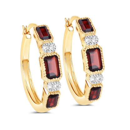 2.78 Carat Genuine Garnet and White Topaz .925 Sterling Silver Earrings  DestGlow