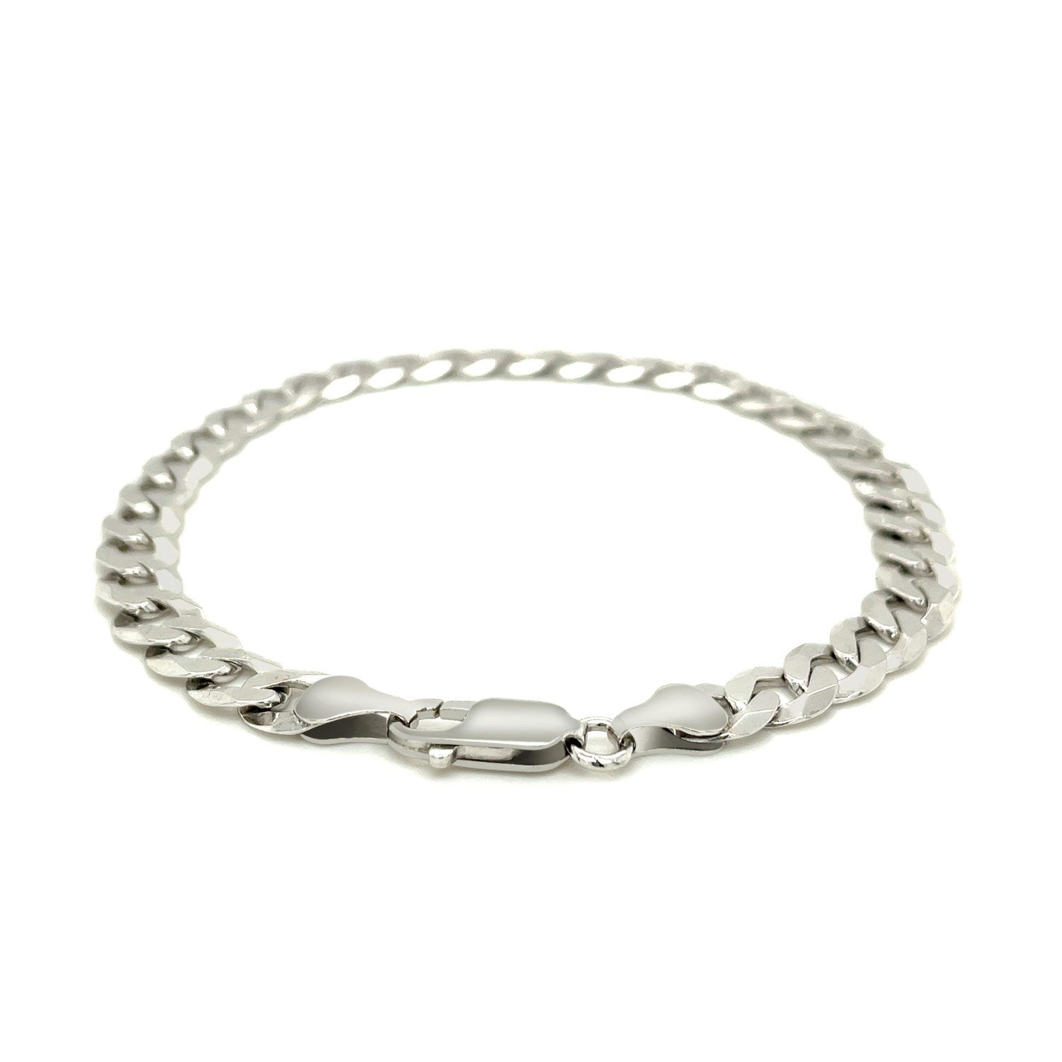Rhodium Plated 7.2mm Sterling Silver Curb Style Bracelet by Bids.com