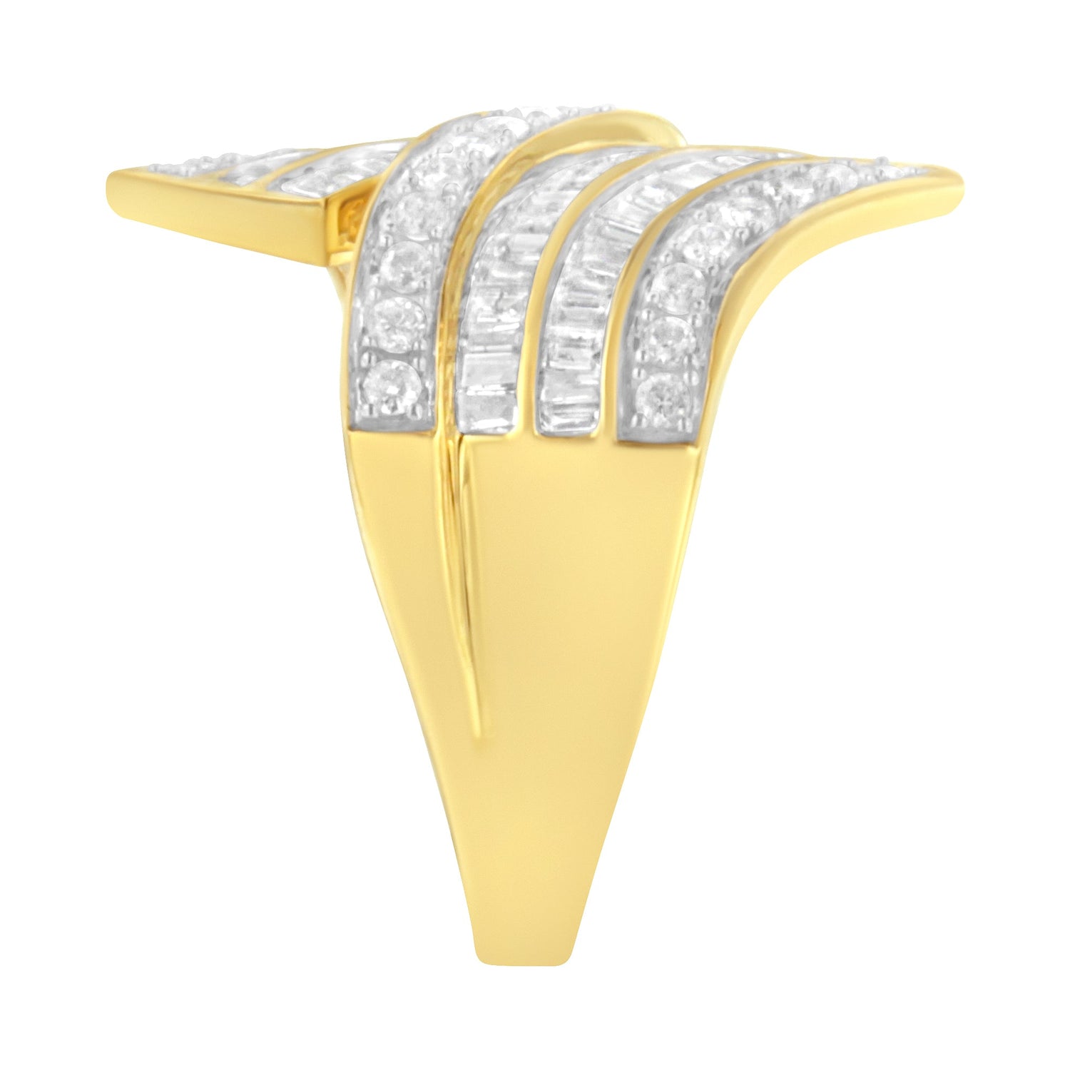 10K Yellow Gold Diamond Bypass Ring (1 1/7 Cttw, I-J Color, I1-I2 Clarity) - Size 5 by Bids.com