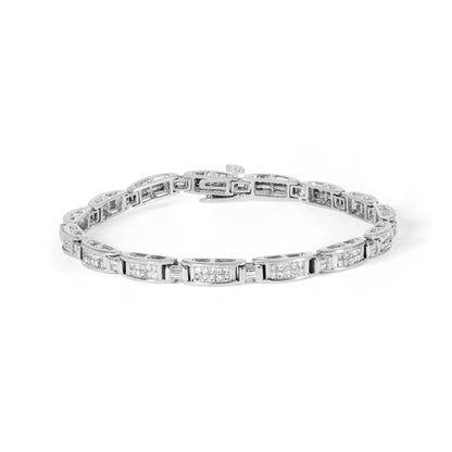 14K White Gold 2.0 Cttw Baguette and Princess-Cut Diamond Tennis Bracelet (H-I Color, SI1-SI2 Clarity) - 7" by Bids.com