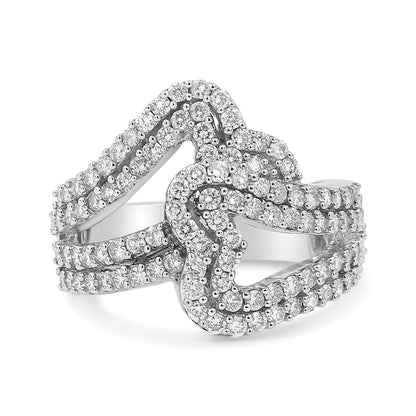 14K White Gold 1 1/2 Cttw Diamond Open Double Heart Bypass Ring Band (H-I Color, VS1-VS2 Clarity) - Ring Size 7 by Bids.com