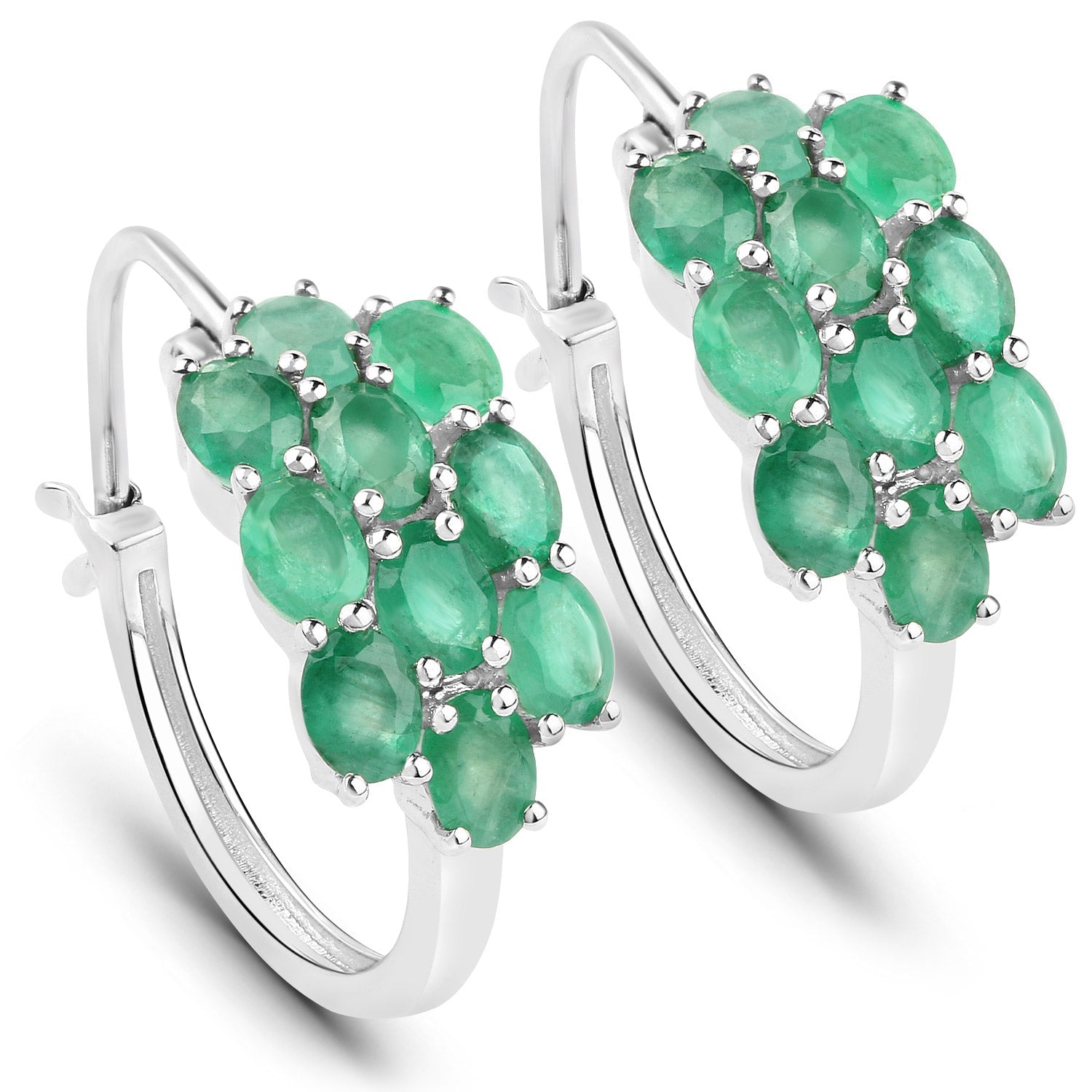 7.80 Carat Genuine Zambian Emerald .925 Sterling Silver 3 Piece Jewelry Set (Ring, Earrings, and Pendant w/ Chain) by Bids.com
