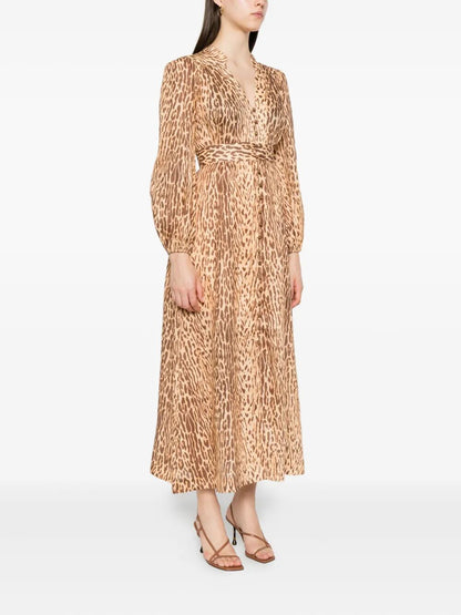 Zimmermann Women Cascadian Plunge Midi Dress by Luosophy