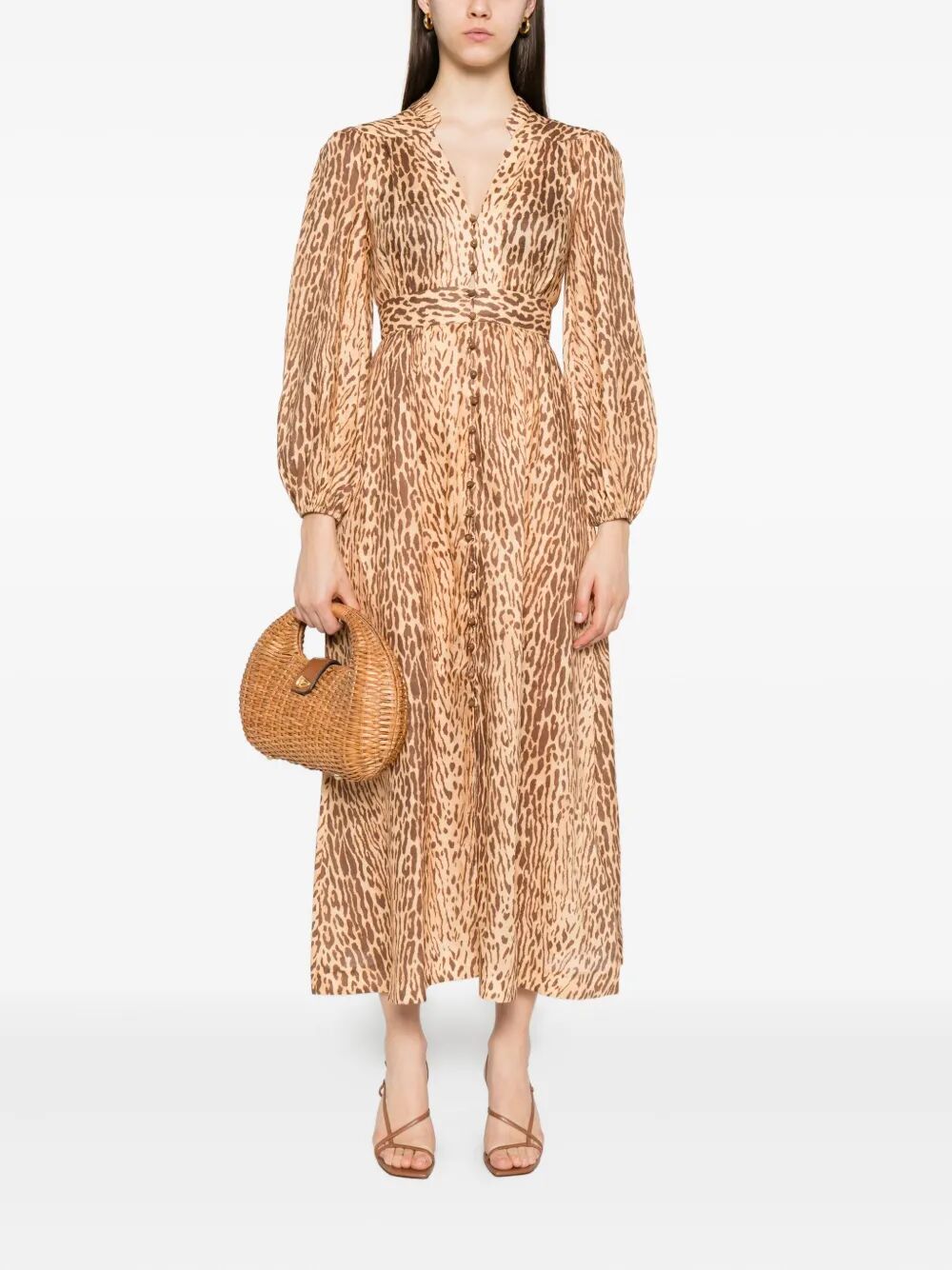 Zimmermann Women Cascadian Plunge Midi Dress  DestGlow