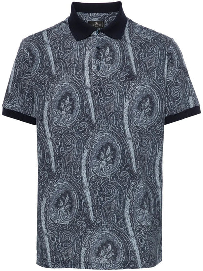Etro Men All-Over Foliage Cotton Polo Shirt by Luosophy