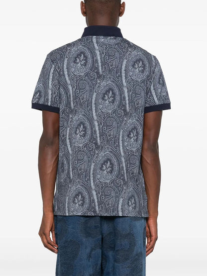 Etro Men All-Over Foliage Cotton Polo Shirt by Luosophy