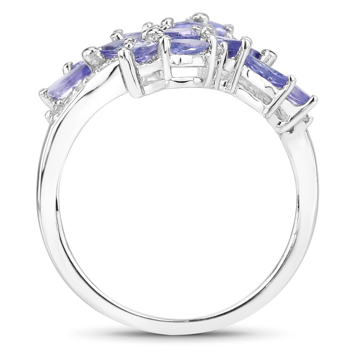 1.73 Carat Genuine Tanzanite and White Zircon .925 Sterling Silver Ring by Bids.com