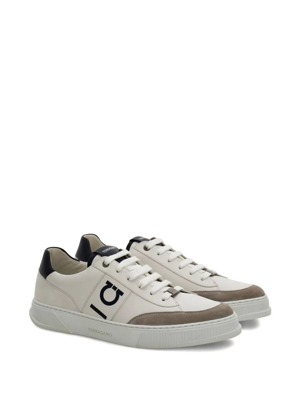 Ferragamo Men Alaska Leather And Suede Sneaker With Gancini Detail by Luosophy