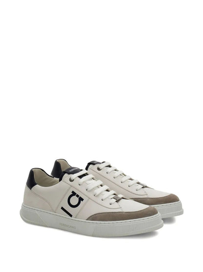 Ferragamo Men Alaska Leather And Suede Sneaker With Gancini Detail by Luosophy