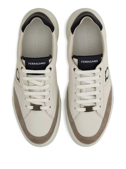 Ferragamo Men Alaska Leather And Suede Sneaker With Gancini Detail by Luosophy