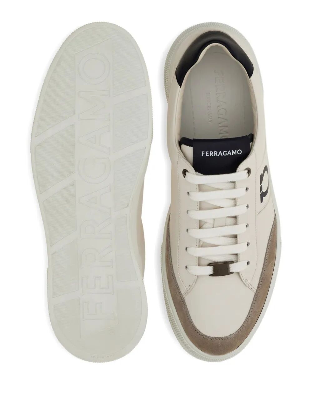 Ferragamo Men Alaska Leather And Suede Sneaker With Gancini Detail by Luosophy