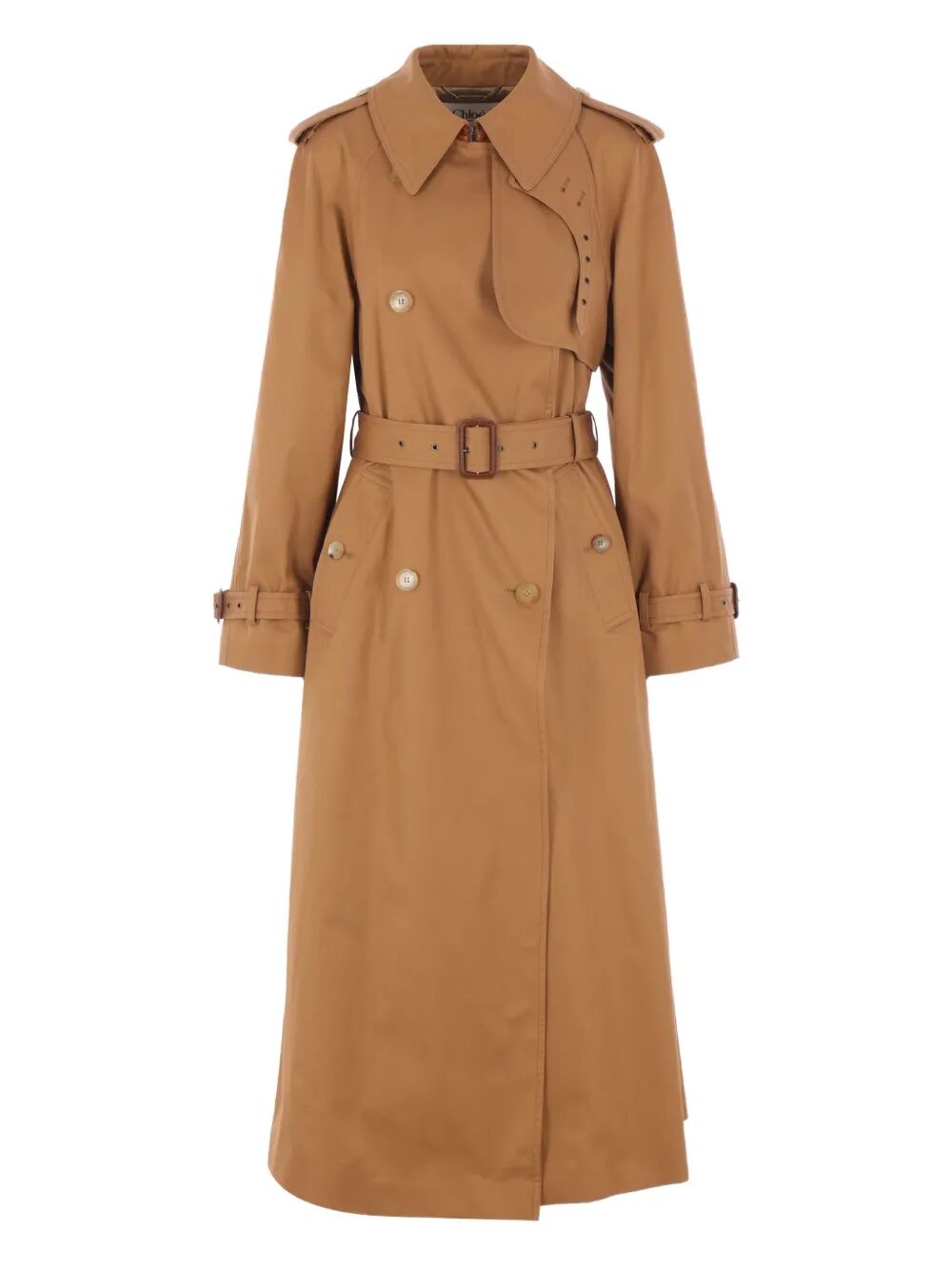 Chloe Women Cotton Gabardine Belted Long Trench Coat by Luosophy