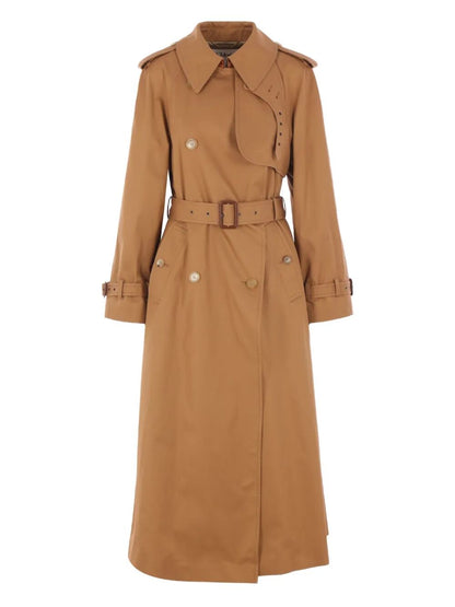 Chloe Women Cotton Gabardine Belted Long Trench Coat by Luosophy