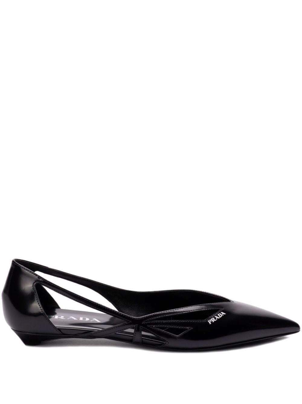 Prada Women Brushed Leather Cut-Out Ballerinas by Luosophy