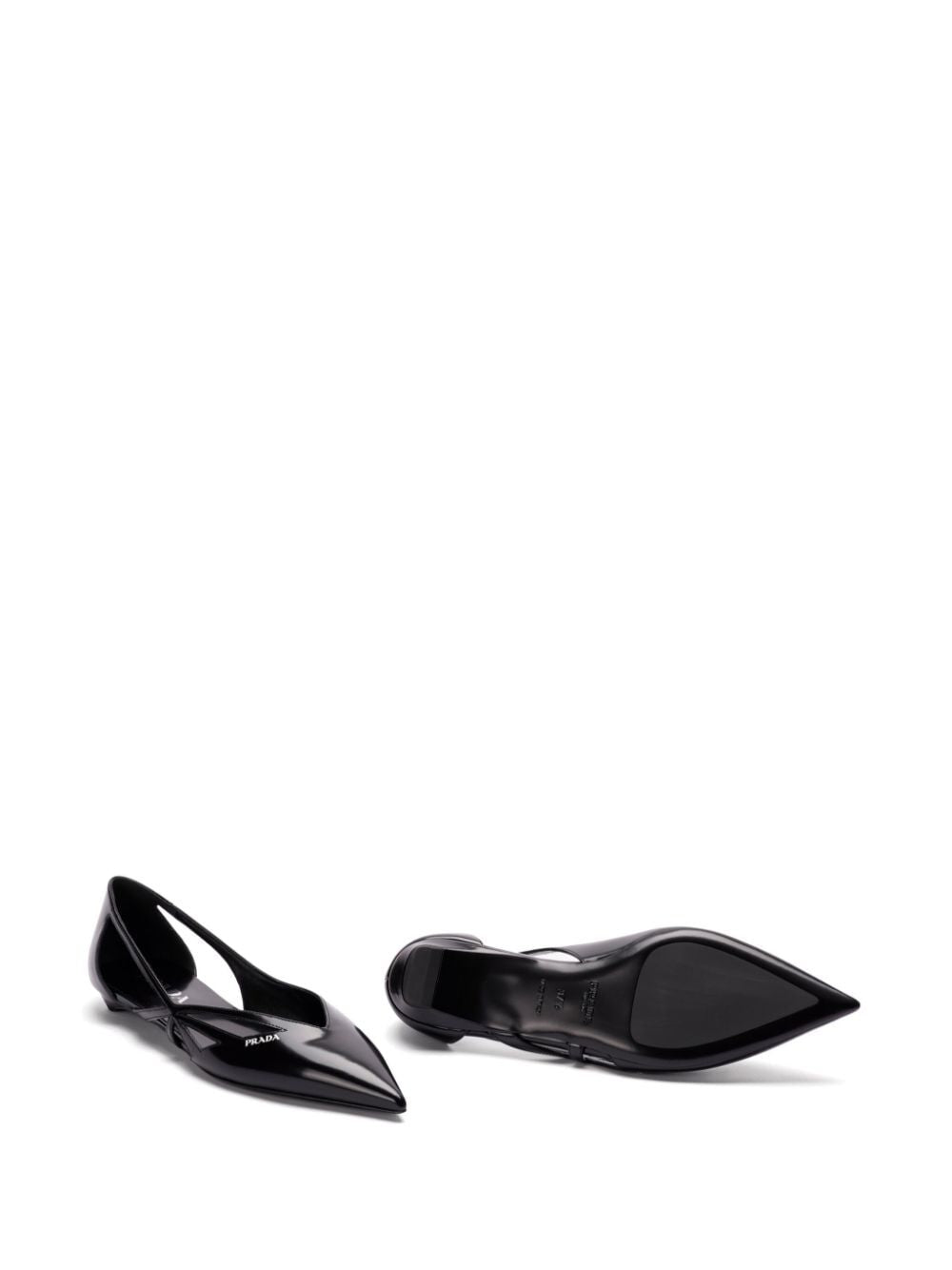 Prada Women Brushed Leather Cut-Out Ballerinas by Luosophy