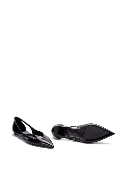 Prada Women Brushed Leather Cut-Out Ballerinas by Luosophy