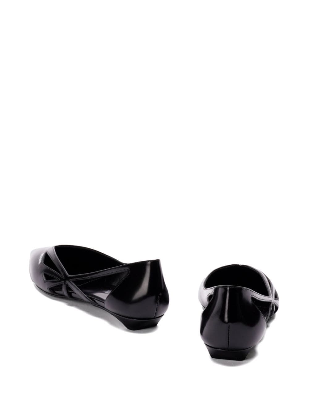Prada Women Brushed Leather Cut-Out Ballerinas by Luosophy