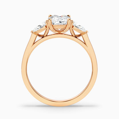 Haley 5.5 Carat Three Stone Ring with Pear Side Stones and an Elongated Cushion Moissanite Diamond in 925 Sterling Silver