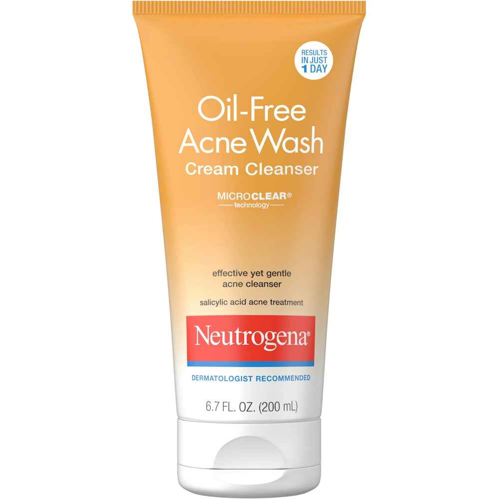 Neutrogena Oil-Free Acne Face Wash Cream Cleanser With Salicylic Acid, Non-Comedogenic Acne-Prone Skin Cleanser, 6.7 Fl. Oz