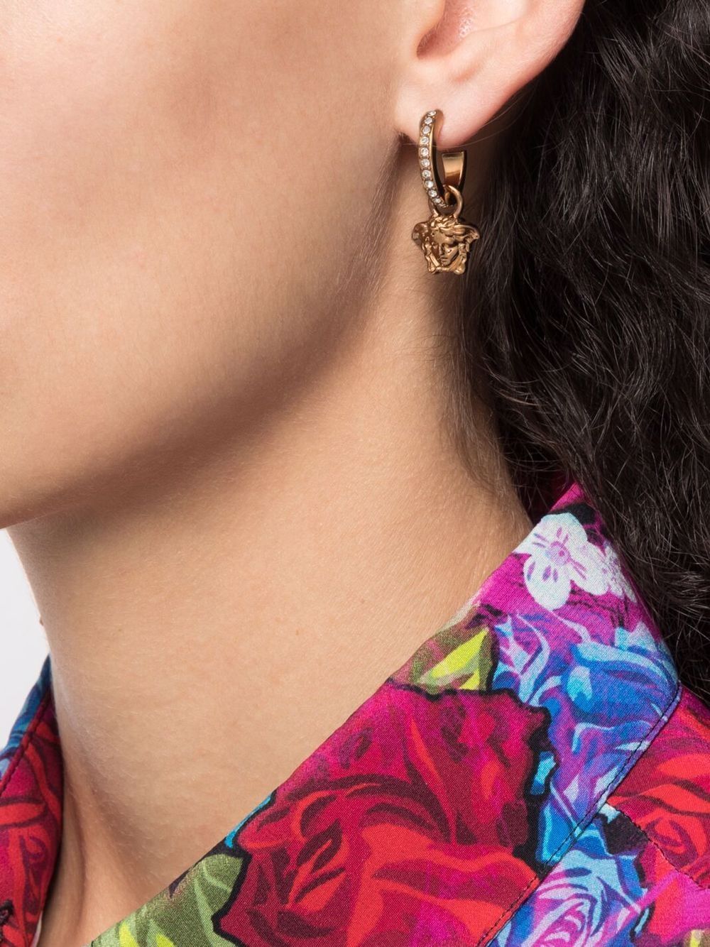 Versace Women Crystal La Medusa Hoop Earrings by Luosophy