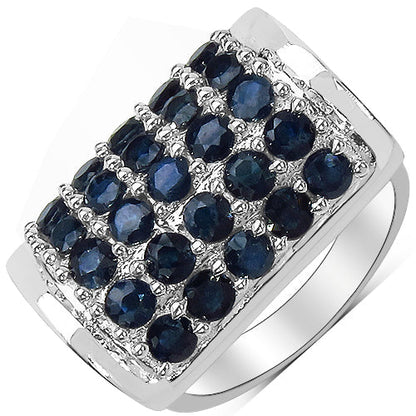 3.51 Carat Genuine Blue Sapphire &amp; White Diamond .925 Sterling Silver Ring by Bids.com