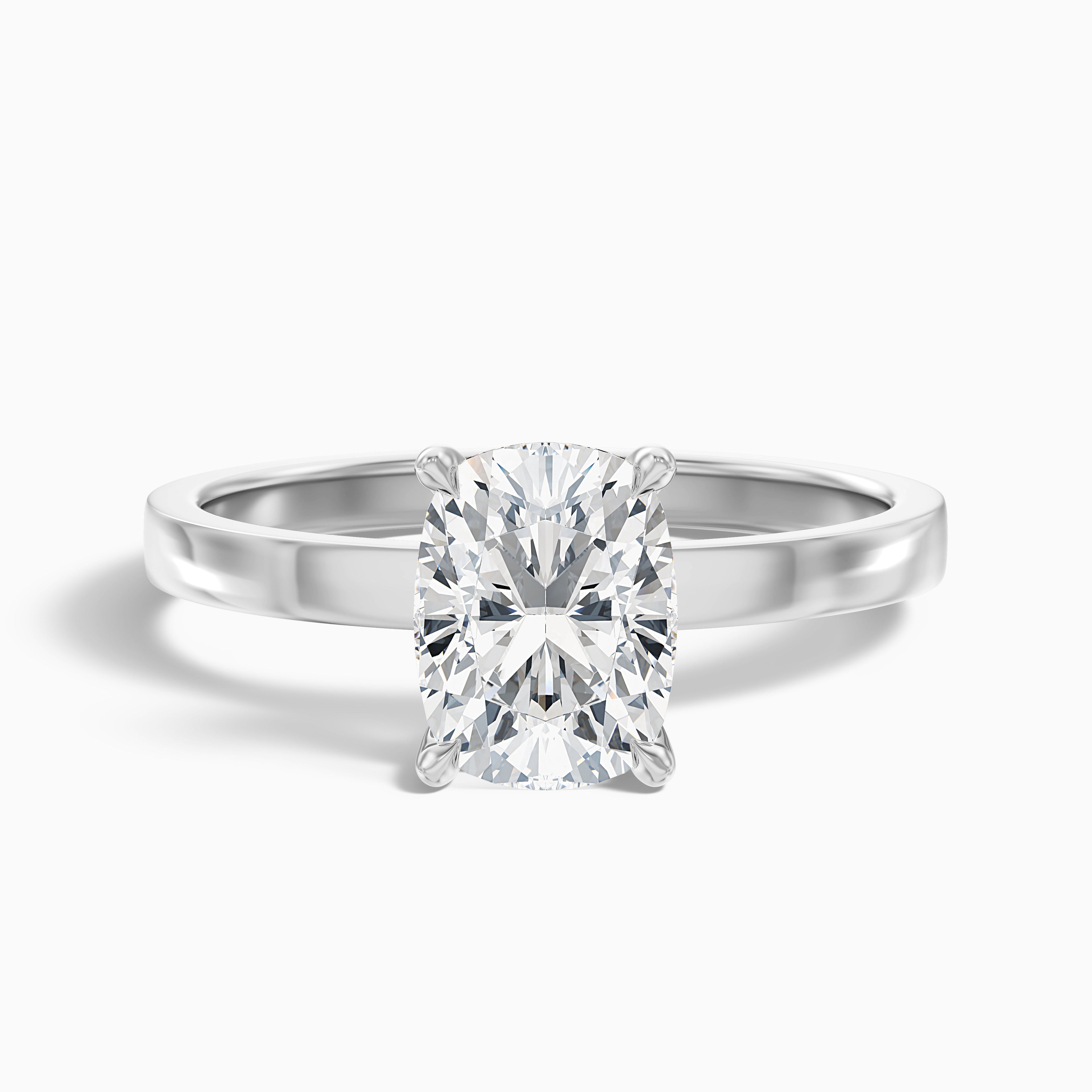 Aimee 1.5 Carat Elongated Cushion Cut Solitaire Moissanite Diamond Ring in 14k White Gold